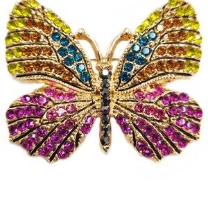 Aratta Multicolor Gemstone Butterfly Brooch Pin